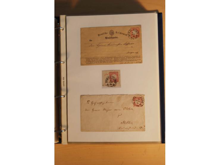 HUFEISENSTEMPEL: 1865/80 (ca.), sehr reichhaltige Sammlung auf losen Marken, Briefstücken und vielen Briefen, Karten, Ganzsac