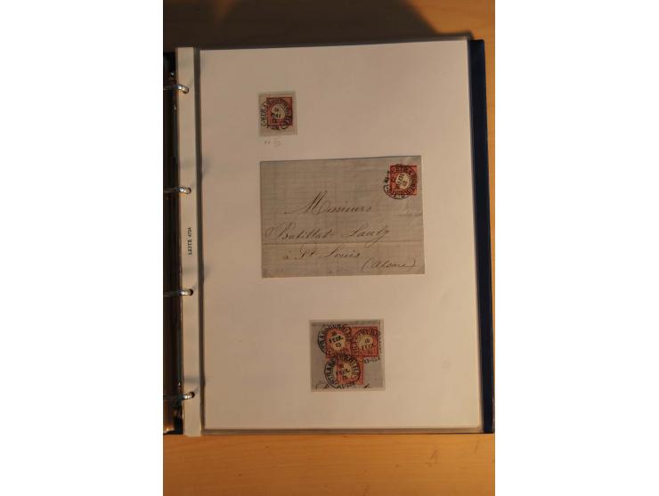 HUFEISENSTEMPEL: 1865/80 (ca.), sehr reichhaltige Sammlung auf losen Marken, Briefstücken und vielen Briefen, Karten, Ganzsac