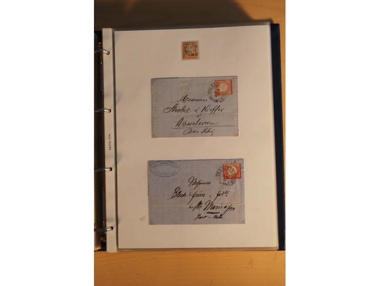 HUFEISENSTEMPEL: 1865/80 (ca.), sehr reichhaltige Sammlung auf losen Marken, Briefstücken und vielen Briefen, Karten, Ganzsac