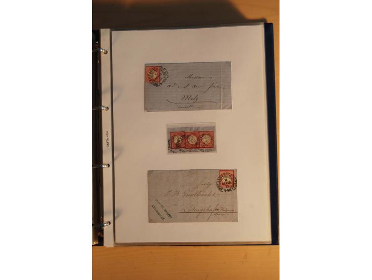HUFEISENSTEMPEL: 1865/80 (ca.), sehr reichhaltige Sammlung auf losen Marken, Briefstücken und vielen Briefen, Karten, Ganzsac