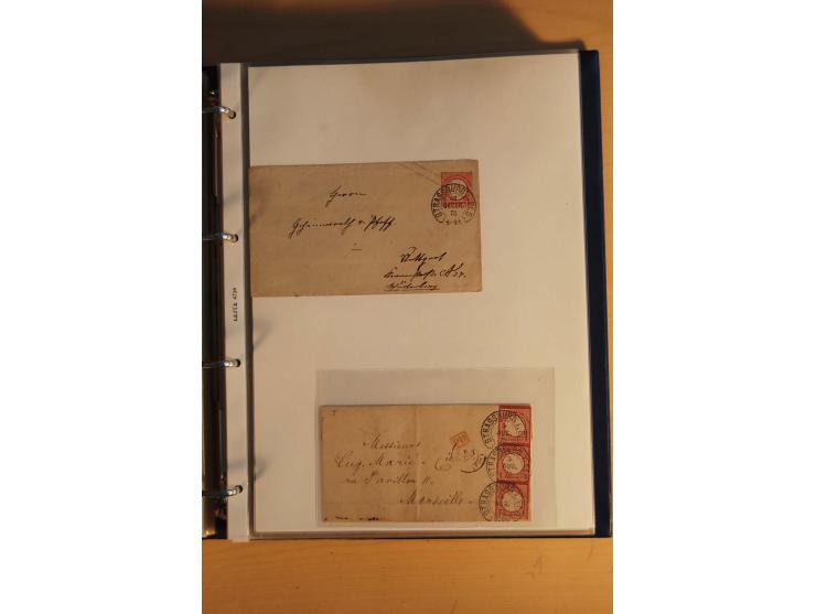 HUFEISENSTEMPEL: 1865/80 (ca.), sehr reichhaltige Sammlung auf losen Marken, Briefstücken und vielen Briefen, Karten, Ganzsac