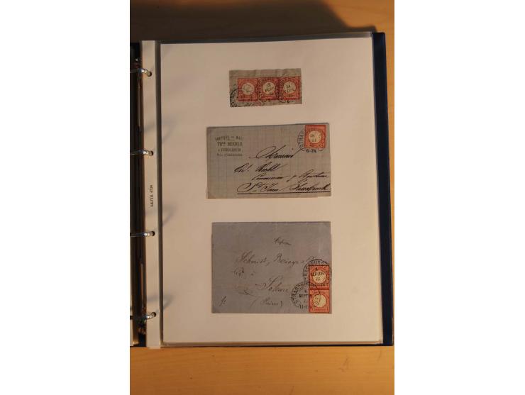 HUFEISENSTEMPEL: 1865/80 (ca.), sehr reichhaltige Sammlung auf losen Marken, Briefstücken und vielen Briefen, Karten, Ganzsac