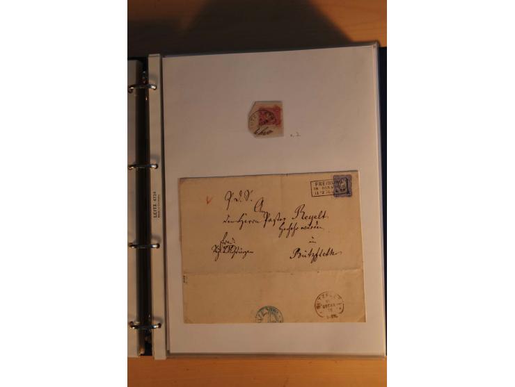 HUFEISENSTEMPEL: 1865/80 (ca.), sehr reichhaltige Sammlung auf losen Marken, Briefstücken und vielen Briefen, Karten, Ganzsac