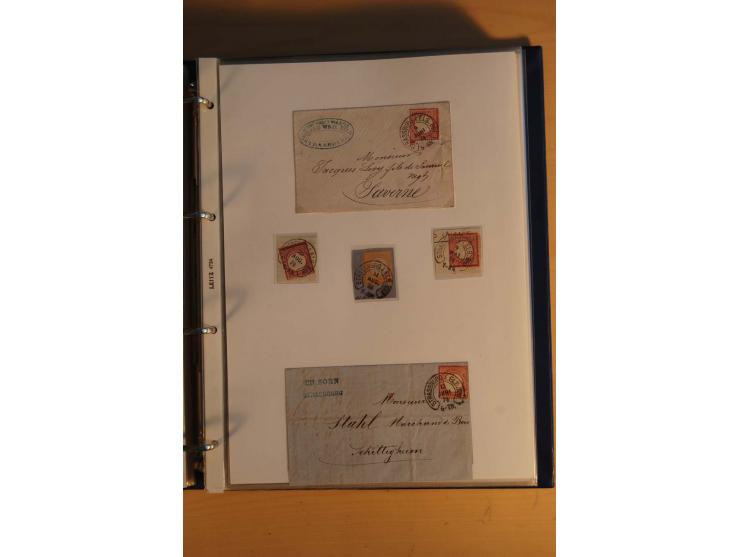 HUFEISENSTEMPEL: 1865/80 (ca.), sehr reichhaltige Sammlung auf losen Marken, Briefstücken und vielen Briefen, Karten, Ganzsac