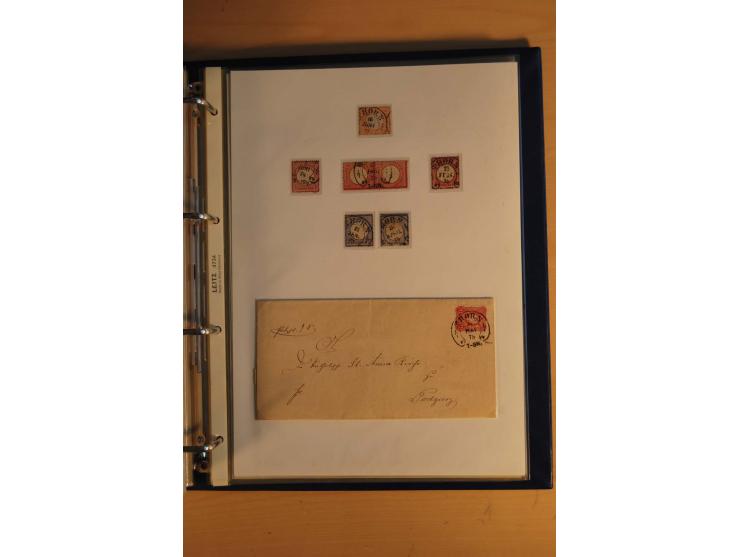 HUFEISENSTEMPEL: 1865/80 (ca.), sehr reichhaltige Sammlung auf losen Marken, Briefstücken und vielen Briefen, Karten, Ganzsac