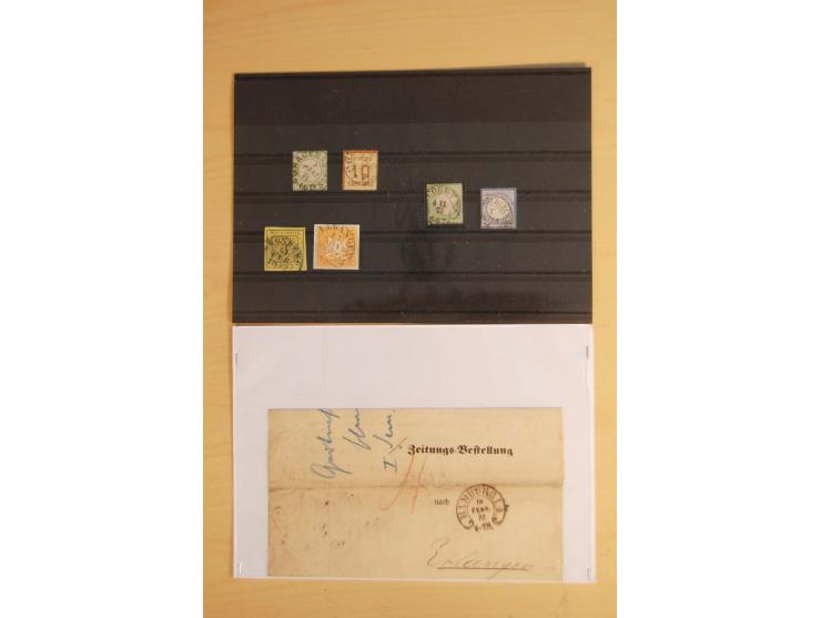 HUFEISENSTEMPEL: 1865/80 (ca.), sehr reichhaltige Sammlung auf losen Marken, Briefstücken und vielen Briefen, Karten, Ganzsac