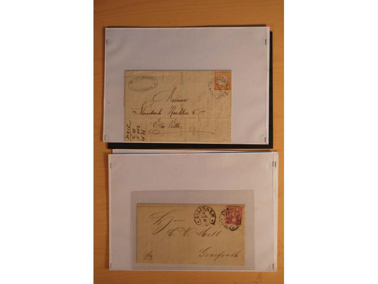 HUFEISENSTEMPEL: 1865/80 (ca.), sehr reichhaltige Sammlung auf losen Marken, Briefstücken und vielen Briefen, Karten, Ganzsac