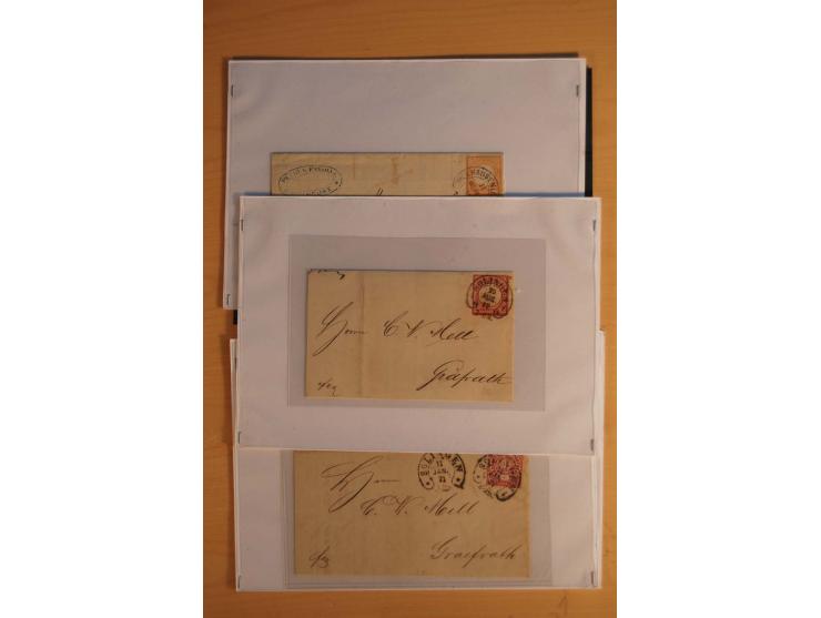 HUFEISENSTEMPEL: 1865/80 (ca.), sehr reichhaltige Sammlung auf losen Marken, Briefstücken und vielen Briefen, Karten, Ganzsac