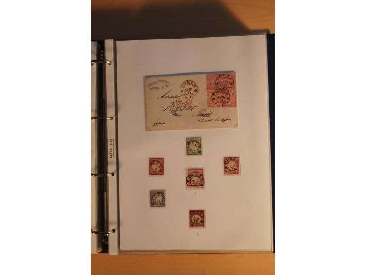 HUFEISENSTEMPEL: 1865/80 (ca.), sehr reichhaltige Sammlung auf losen Marken, Briefstücken und vielen Briefen, Karten, Ganzsac