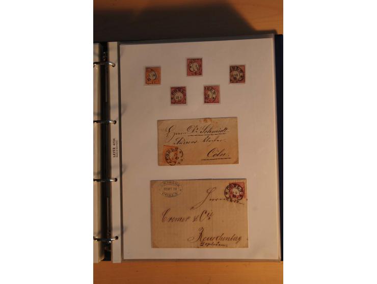 HUFEISENSTEMPEL: 1865/80 (ca.), sehr reichhaltige Sammlung auf losen Marken, Briefstücken und vielen Briefen, Karten, Ganzsac