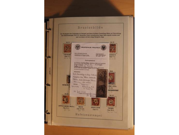 HUFEISENSTEMPEL: 1865/80 (ca.), sehr reichhaltige Sammlung auf losen Marken, Briefstücken und vielen Briefen, Karten, Ganzsac