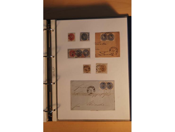 HUFEISENSTEMPEL: 1865/80 (ca.), sehr reichhaltige Sammlung auf losen Marken, Briefstücken und vielen Briefen, Karten, Ganzsac