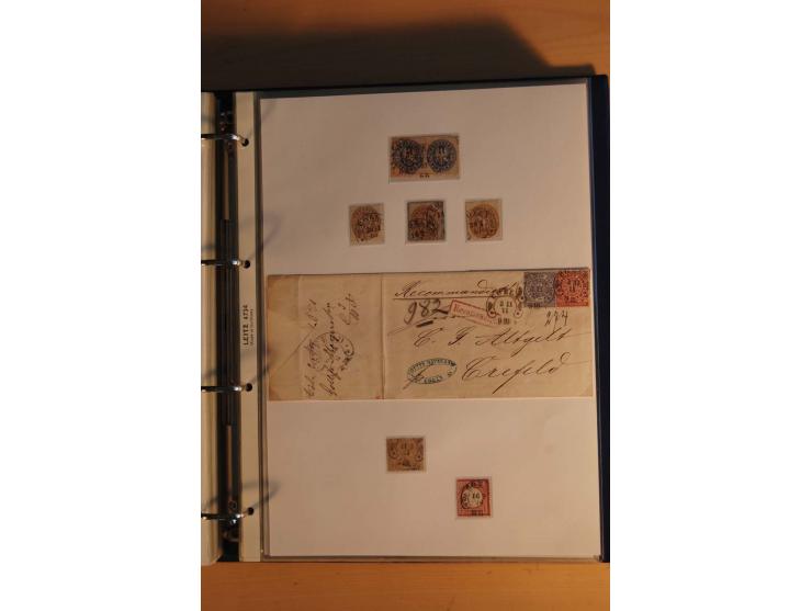 HUFEISENSTEMPEL: 1865/80 (ca.), sehr reichhaltige Sammlung auf losen Marken, Briefstücken und vielen Briefen, Karten, Ganzsac