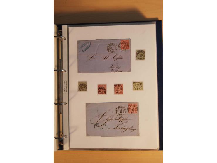 HUFEISENSTEMPEL: 1865/80 (ca.), sehr reichhaltige Sammlung auf losen Marken, Briefstücken und vielen Briefen, Karten, Ganzsac