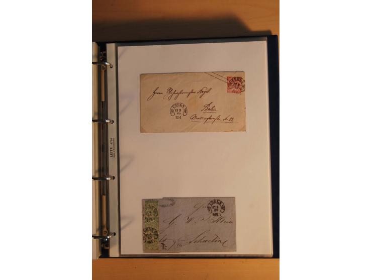 HUFEISENSTEMPEL: 1865/80 (ca.), sehr reichhaltige Sammlung auf losen Marken, Briefstücken und vielen Briefen, Karten, Ganzsac