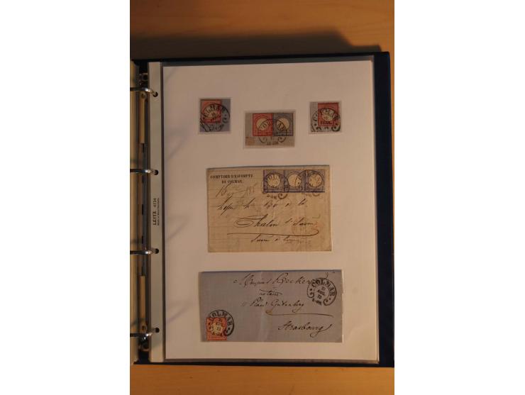 HUFEISENSTEMPEL: 1865/80 (ca.), sehr reichhaltige Sammlung auf losen Marken, Briefstücken und vielen Briefen, Karten, Ganzsac