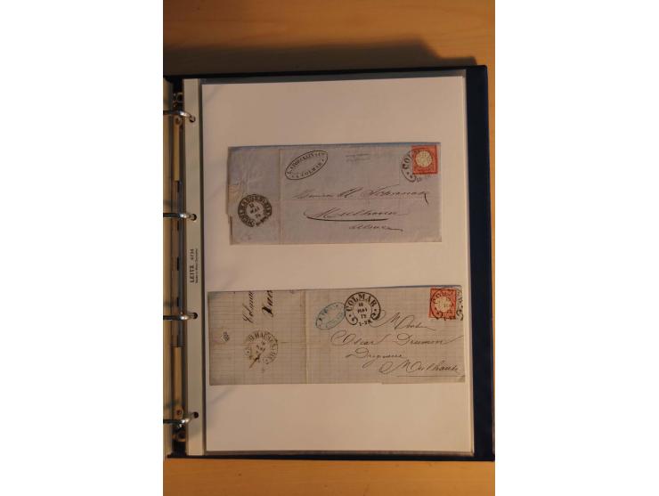 HUFEISENSTEMPEL: 1865/80 (ca.), sehr reichhaltige Sammlung auf losen Marken, Briefstücken und vielen Briefen, Karten, Ganzsac