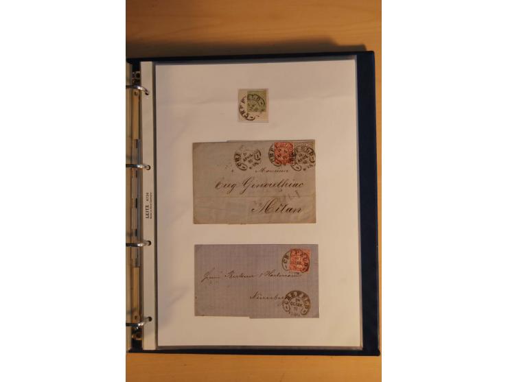 HUFEISENSTEMPEL: 1865/80 (ca.), sehr reichhaltige Sammlung auf losen Marken, Briefstücken und vielen Briefen, Karten, Ganzsac