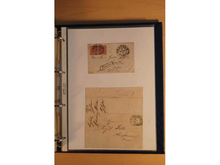 HUFEISENSTEMPEL: 1865/80 (ca.), sehr reichhaltige Sammlung auf losen Marken, Briefstücken und vielen Briefen, Karten, Ganzsac