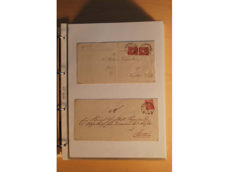 HUFEISENSTEMPEL: 1865/80 (ca.), sehr reichhaltige Sammlung auf losen Marken, Briefstücken und vielen Briefen, Karten, Ganzsac