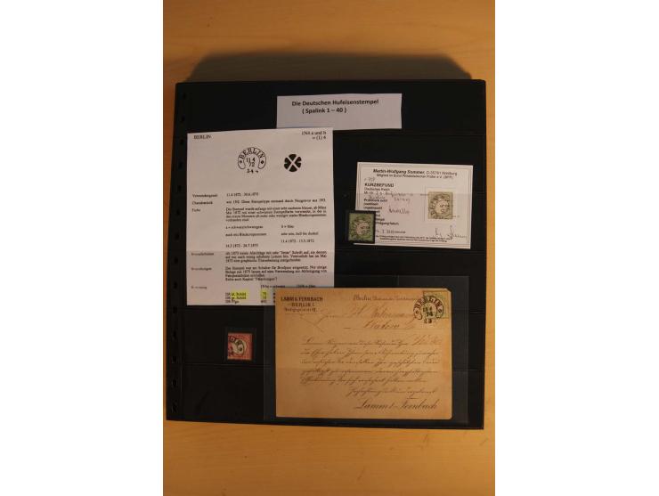 1872/75, Sammlung mit ca. 100 Einzelmarken/Briefstücken und 38 Briefen/Karten, ganz überwiegend auf Brustschilden, dabei viel