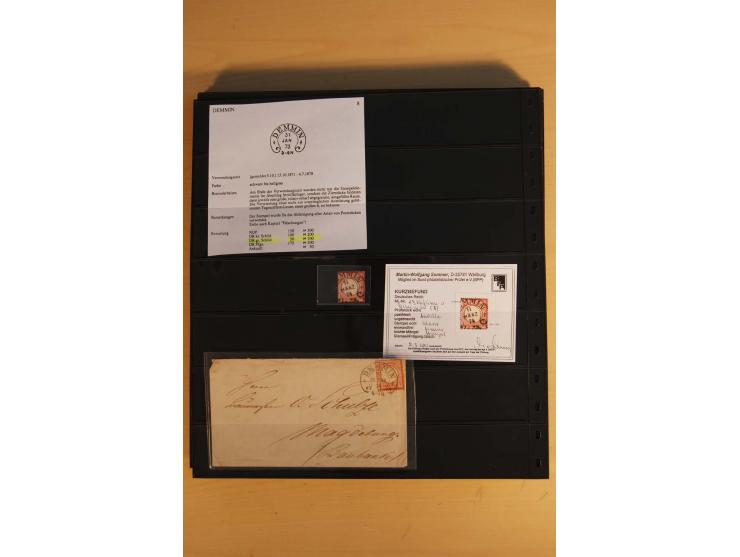 1872/75, Sammlung mit ca. 100 Einzelmarken/Briefstücken und 38 Briefen/Karten, ganz überwiegend auf Brustschilden, dabei viel