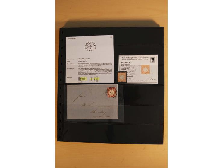1872/75, Sammlung mit ca. 100 Einzelmarken/Briefstücken und 38 Briefen/Karten, ganz überwiegend auf Brustschilden, dabei viel