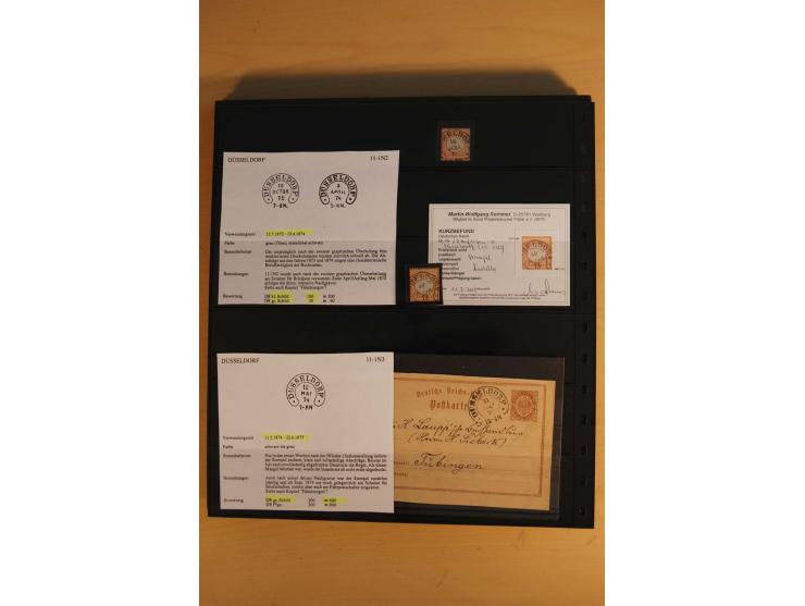 1872/75, Sammlung mit ca. 100 Einzelmarken/Briefstücken und 38 Briefen/Karten, ganz überwiegend auf Brustschilden, dabei viel