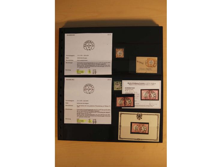 1872/75, Sammlung mit ca. 100 Einzelmarken/Briefstücken und 38 Briefen/Karten, ganz überwiegend auf Brustschilden, dabei viel