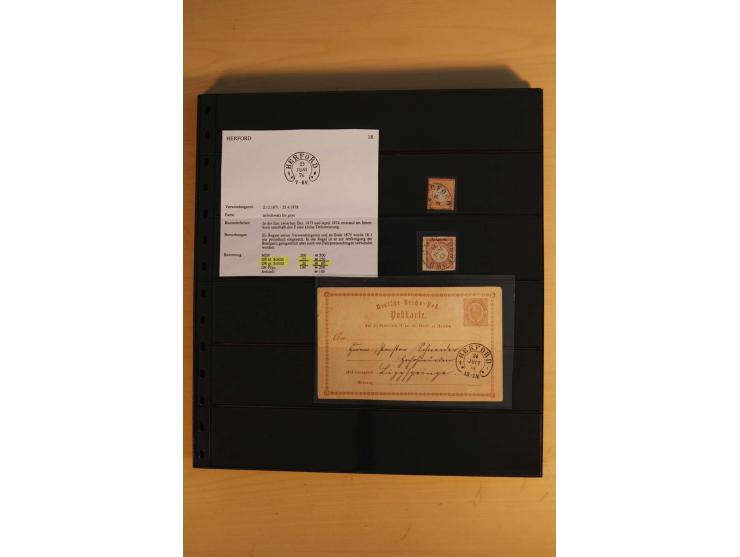 1872/75, Sammlung mit ca. 100 Einzelmarken/Briefstücken und 38 Briefen/Karten, ganz überwiegend auf Brustschilden, dabei viel