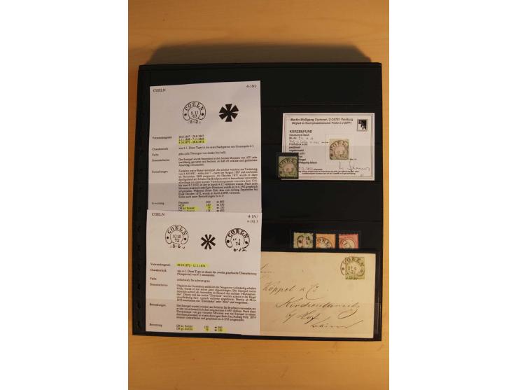 1872/75, Sammlung mit ca. 100 Einzelmarken/Briefstücken und 38 Briefen/Karten, ganz überwiegend auf Brustschilden, dabei viel