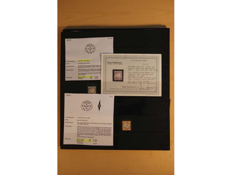 1872/75, Sammlung mit ca. 100 Einzelmarken/Briefstücken und 38 Briefen/Karten, ganz überwiegend auf Brustschilden, dabei viel