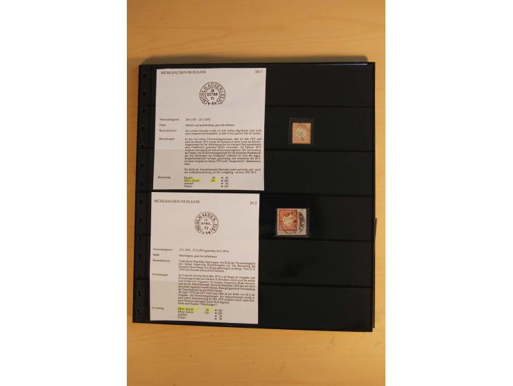 1872/75, Sammlung mit ca. 100 Einzelmarken/Briefstücken und 38 Briefen/Karten, ganz überwiegend auf Brustschilden, dabei viel