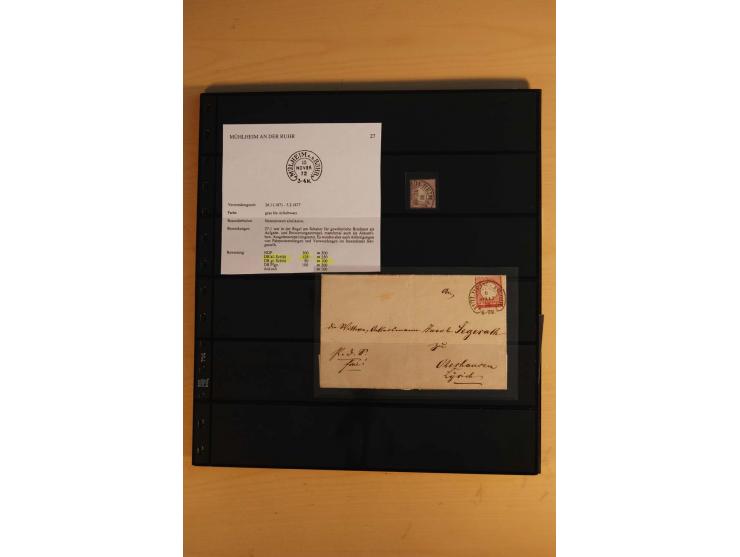 1872/75, Sammlung mit ca. 100 Einzelmarken/Briefstücken und 38 Briefen/Karten, ganz überwiegend auf Brustschilden, dabei viel