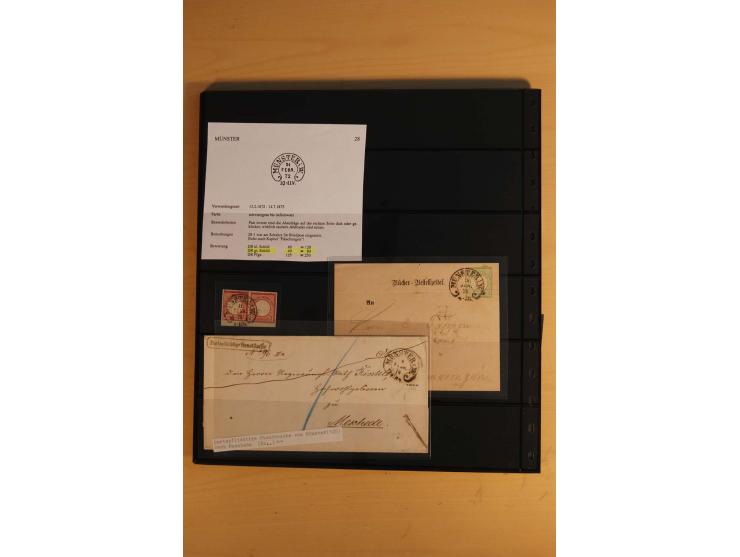 1872/75, Sammlung mit ca. 100 Einzelmarken/Briefstücken und 38 Briefen/Karten, ganz überwiegend auf Brustschilden, dabei viel