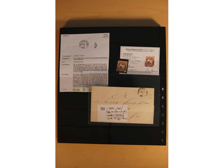 1872/75, Sammlung mit ca. 100 Einzelmarken/Briefstücken und 38 Briefen/Karten, ganz überwiegend auf Brustschilden, dabei viel