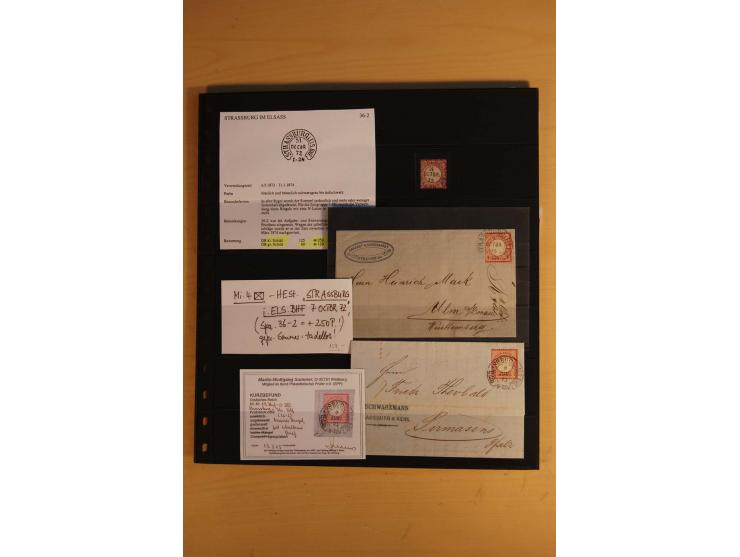 1872/75, Sammlung mit ca. 100 Einzelmarken/Briefstücken und 38 Briefen/Karten, ganz überwiegend auf Brustschilden, dabei viel