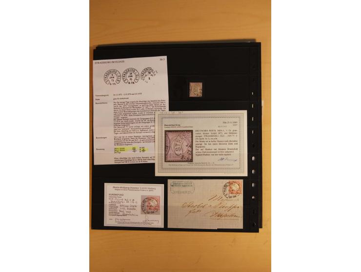 1872/75, Sammlung mit ca. 100 Einzelmarken/Briefstücken und 38 Briefen/Karten, ganz überwiegend auf Brustschilden, dabei viel