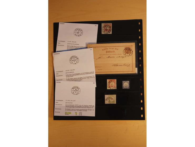 1872/75, Sammlung mit ca. 100 Einzelmarken/Briefstücken und 38 Briefen/Karten, ganz überwiegend auf Brustschilden, dabei viel