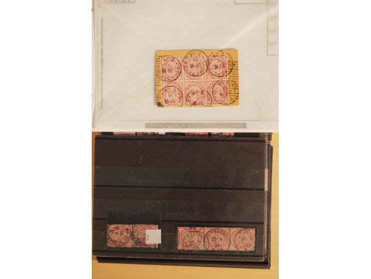1875/1900, 2 M. violettpurpur-lilakarmin, gestempelter und handschriftlich entwerteter großer Doublettenbestand, dabei Mi.-Nr