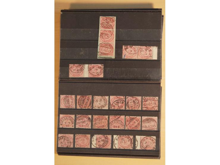 1875/1900, 2 M. violettpurpur-lilakarmin, gestempelter und handschriftlich entwerteter großer Doublettenbestand, dabei Mi.-Nr