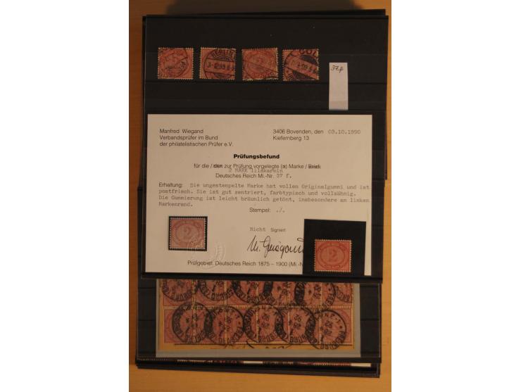 1875/1900, 2 M. violettpurpur-lilakarmin, gestempelter und handschriftlich entwerteter großer Doublettenbestand, dabei Mi.-Nr