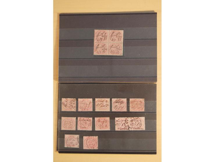 1875/1900, 2 M. violettpurpur-lilakarmin, gestempelter und handschriftlich entwerteter großer Doublettenbestand, dabei Mi.-Nr