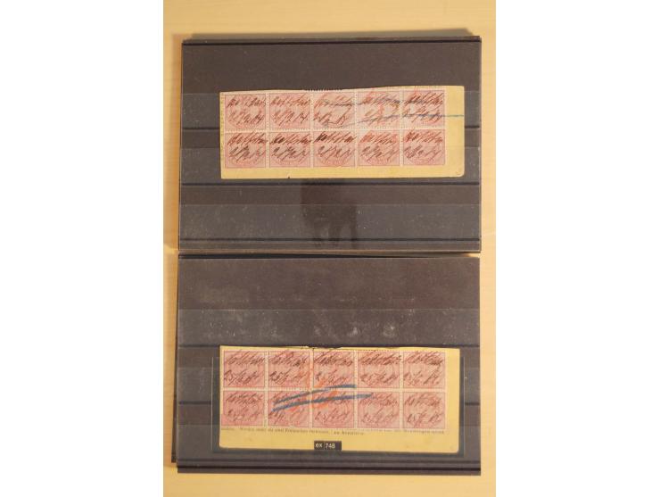1875/1900, 2 M. violettpurpur-lilakarmin, gestempelter und handschriftlich entwerteter großer Doublettenbestand, dabei Mi.-Nr