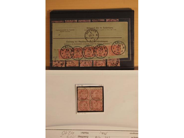 1875/1900, 2 M. violettpurpur-lilakarmin, gestempelter und handschriftlich entwerteter großer Doublettenbestand, dabei Mi.-Nr