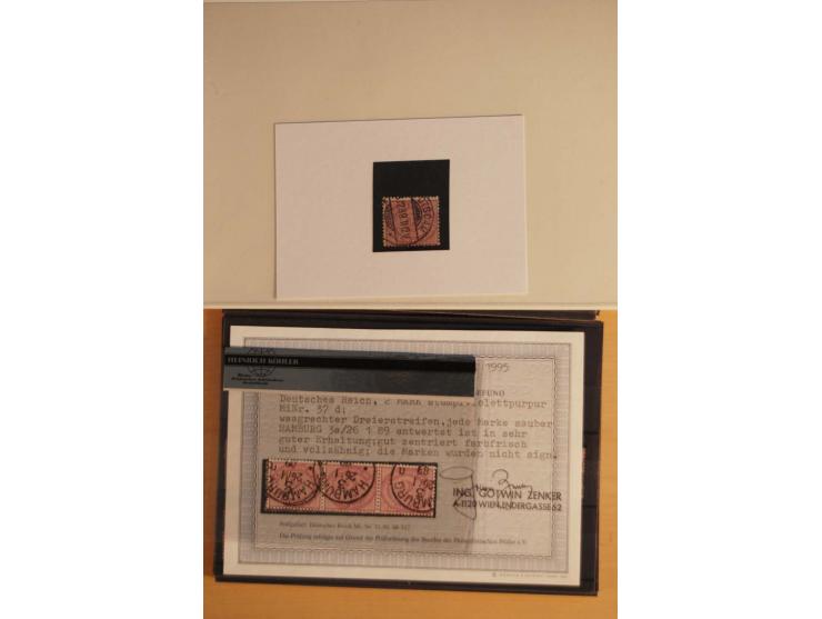 1875/1900, 2 M. violettpurpur-lilakarmin, gestempelter und handschriftlich entwerteter großer Doublettenbestand, dabei Mi.-Nr