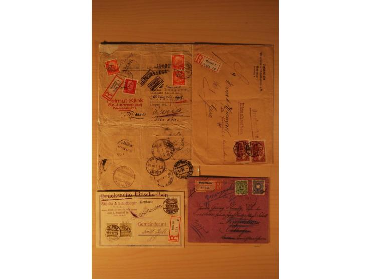 1885/1945(ca.), über 100 Briefe und Karten, alles eingeschriebene Drucksachen, dabei Auslandspost, zusätzlich Nachnahme oder 