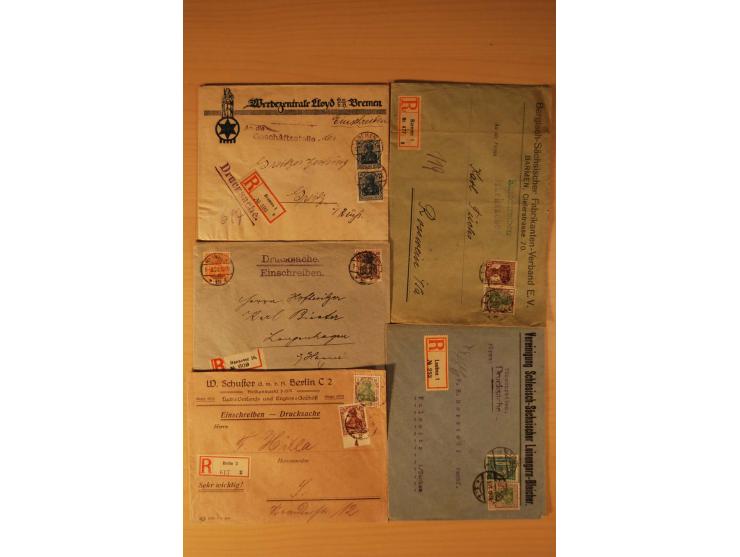 1885/1945(ca.), über 100 Briefe und Karten, alles eingeschriebene Drucksachen, dabei Auslandspost, zusätzlich Nachnahme oder 