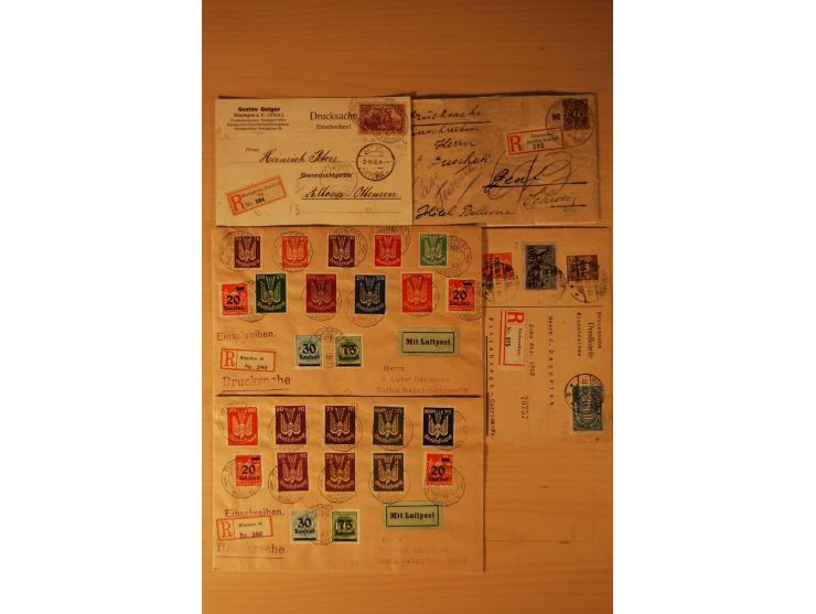 1885/1945(ca.), über 100 Briefe und Karten, alles eingeschriebene Drucksachen, dabei Auslandspost, zusätzlich Nachnahme oder 