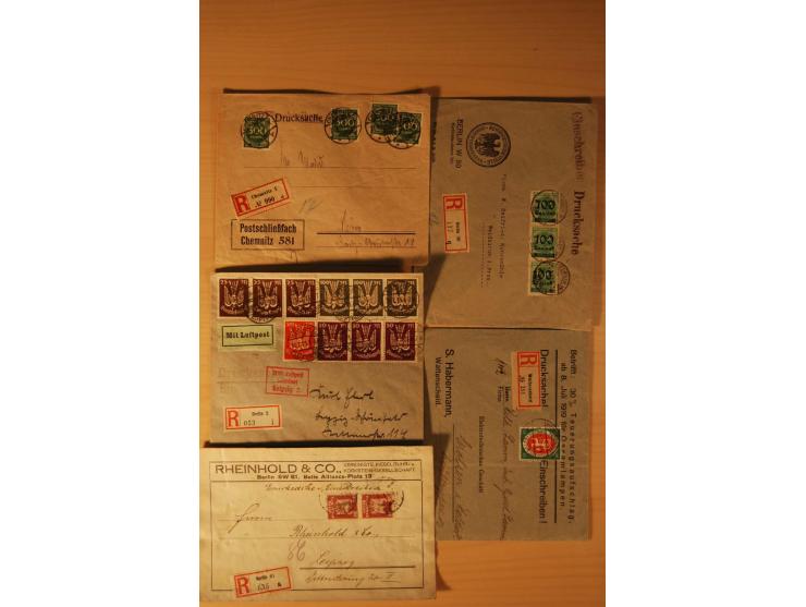 1885/1945(ca.), über 100 Briefe und Karten, alles eingeschriebene Drucksachen, dabei Auslandspost, zusätzlich Nachnahme oder 